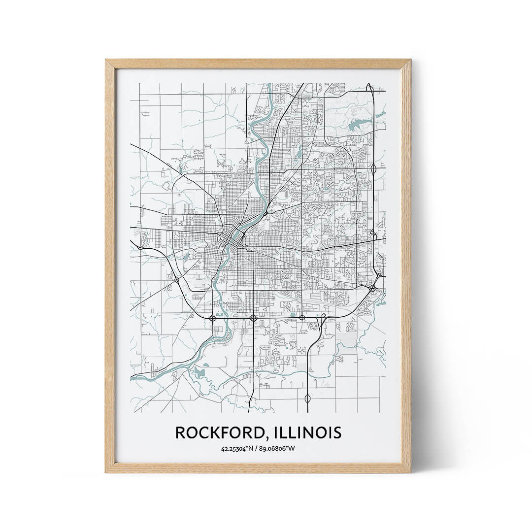 Rockford city map poster