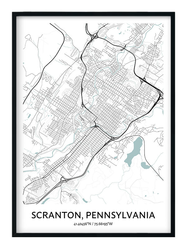 Scranton Map Poster Your City Map Art Positive Prints