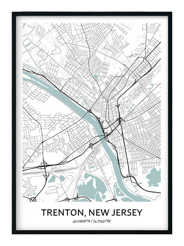 Trenton Map Poster Your City Map Art Positive Prints   Trenton Poster 