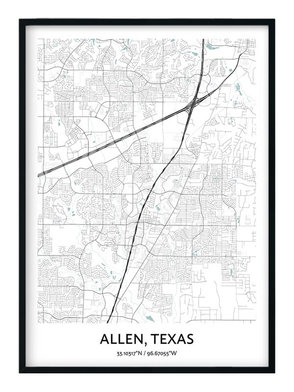 Allen Map Poster - Your City Map Art - Positive Prints