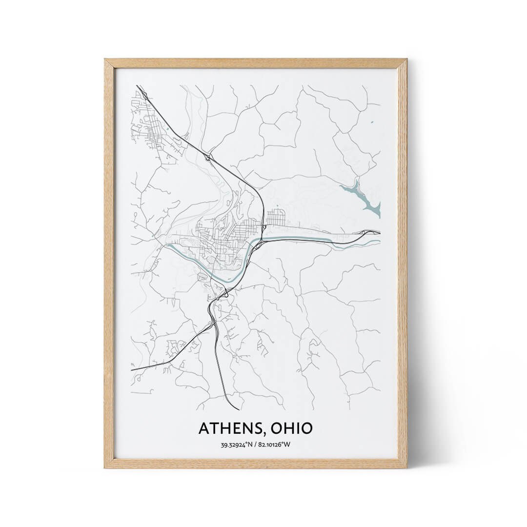 Athens Ohio city map poster
