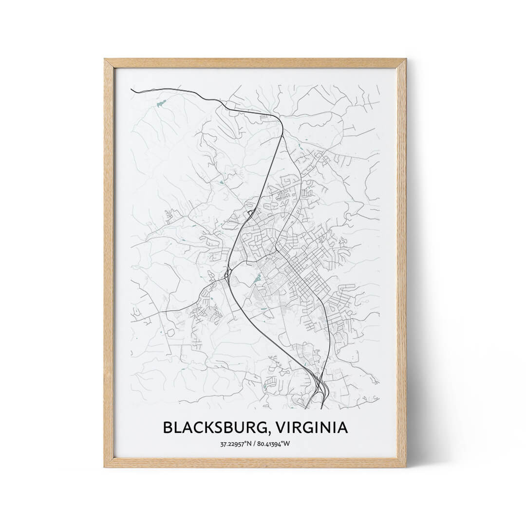 Blacksburg city map poster