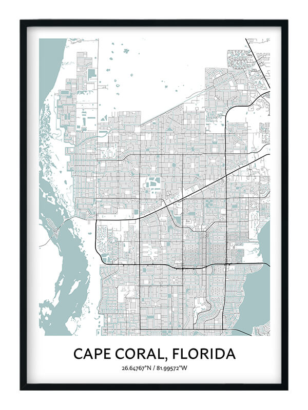 Cape Coral Map Poster - Your City Map Art - Positive Prints