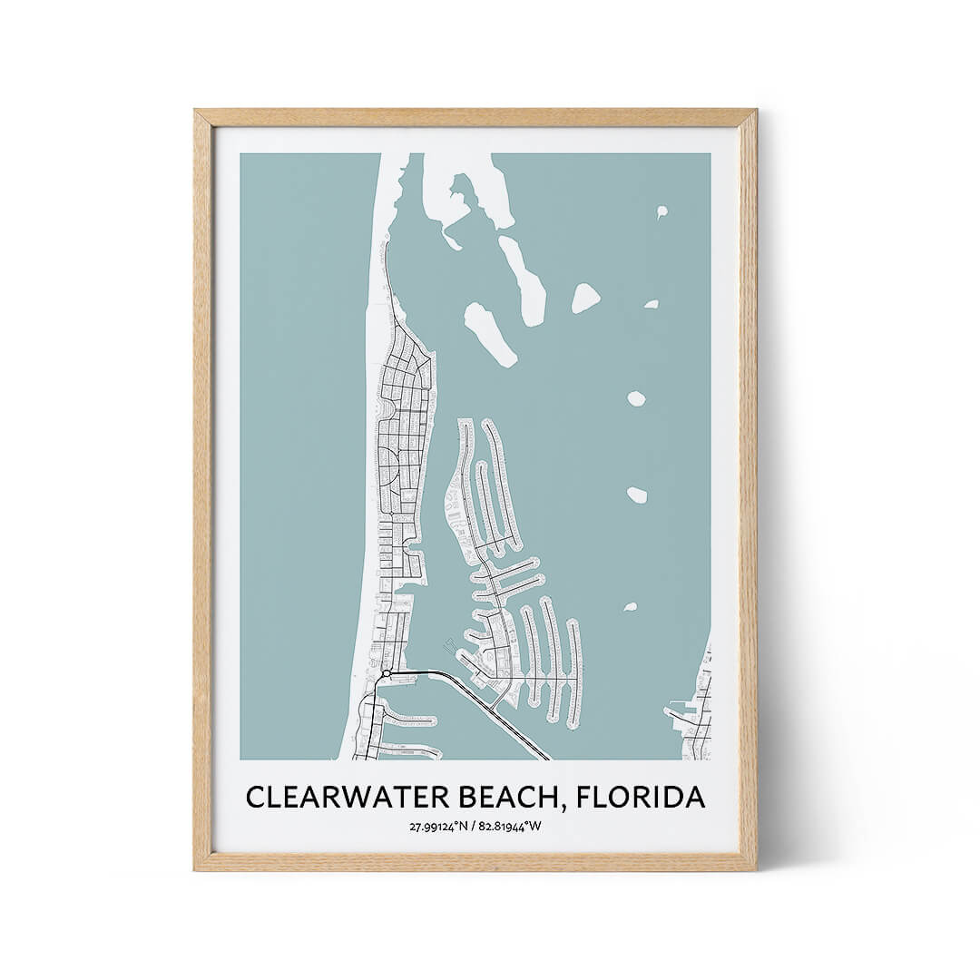 Clearwater Beach city map poster
