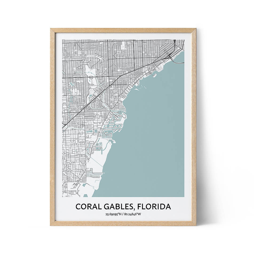 Coral Gables city map poster