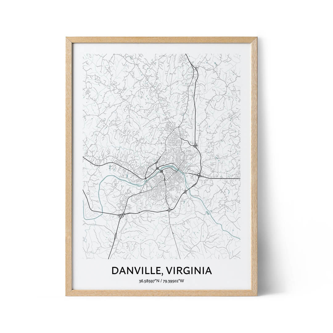 Danville Virginia city map poster