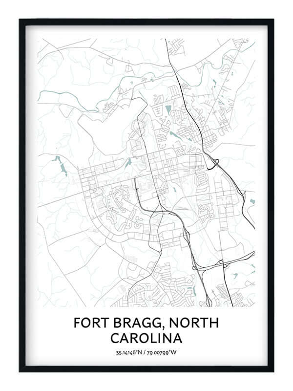 Fort Bragg Map Poster Your City Map Art Positive Prints