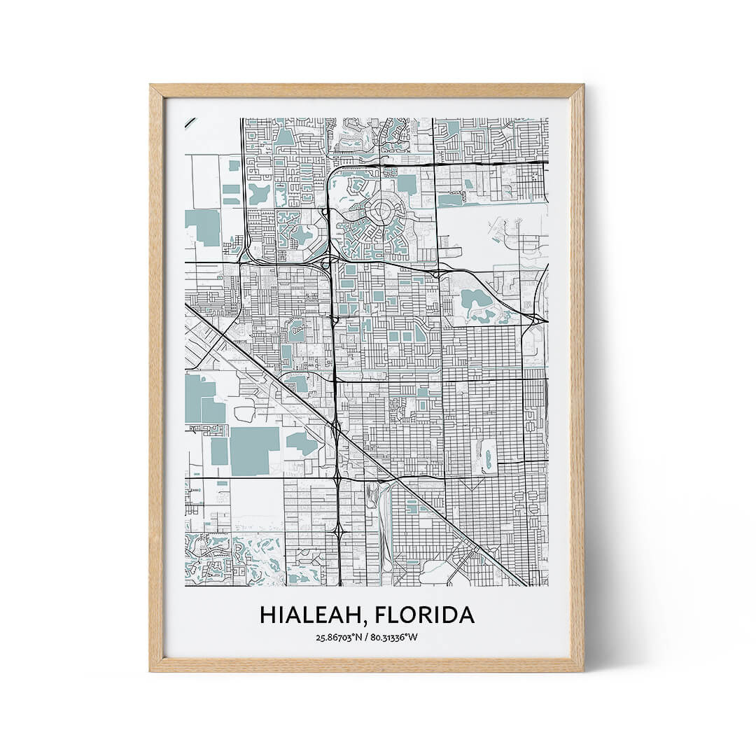 Hialeah Map Poster - Your City Map Art - Positive Prints