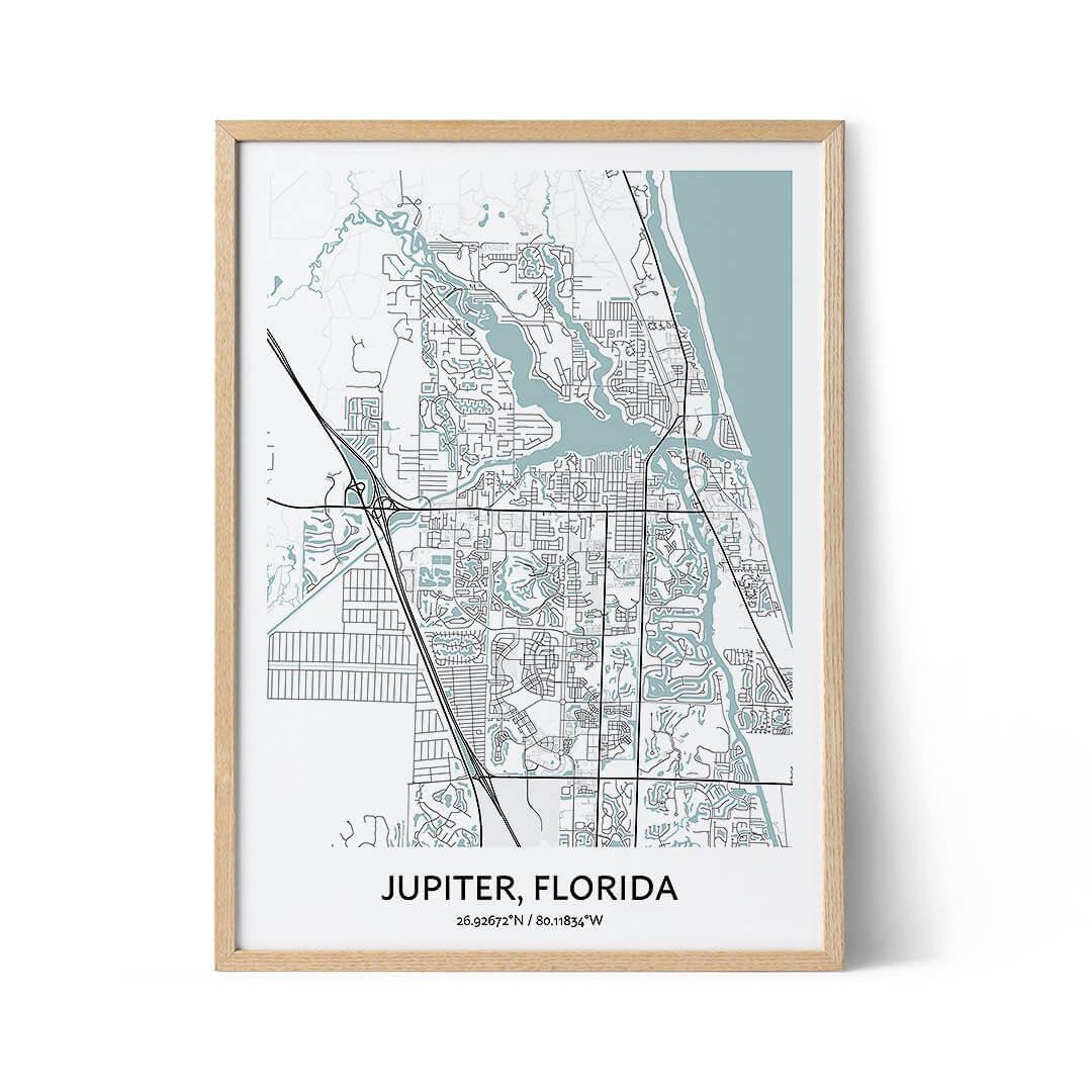 Jupiter Map Poster - Your City Map Art - Positive Prints