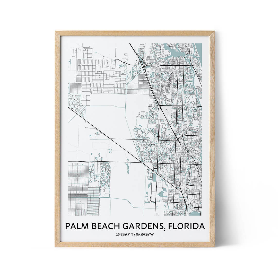 Palm Beach Gardens Map Poster - Your City Map Art - Positive Prints