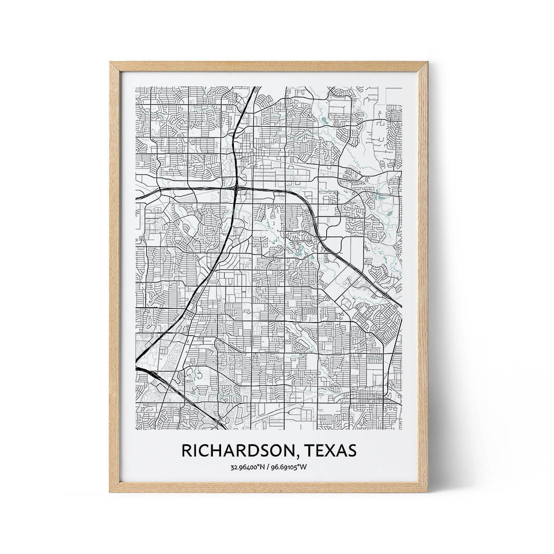 Richardson Map Poster - Your City Map Art - Positive Prints