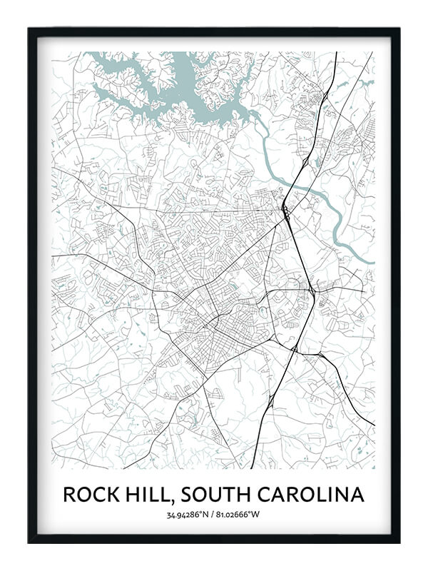 Rock Hill Map Poster - Your City Map Art - Positive Prints
