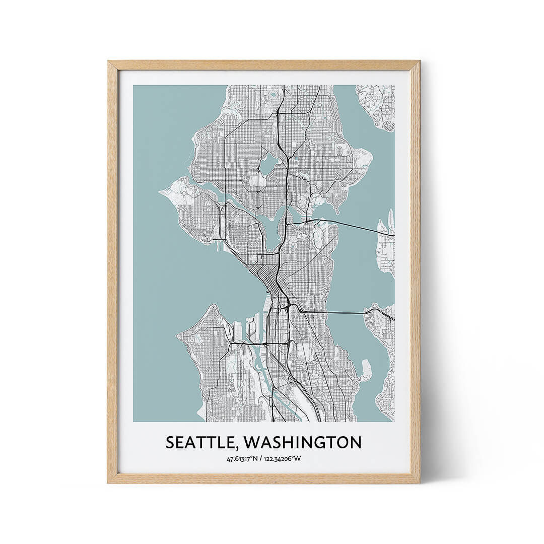 Seattle city map poster