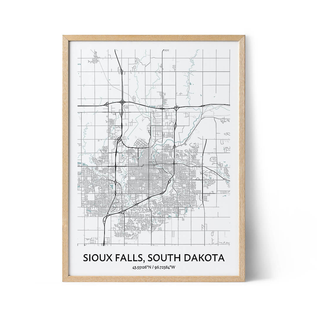 Sioux Falls Map Poster - Your City Map Art - Positive Prints