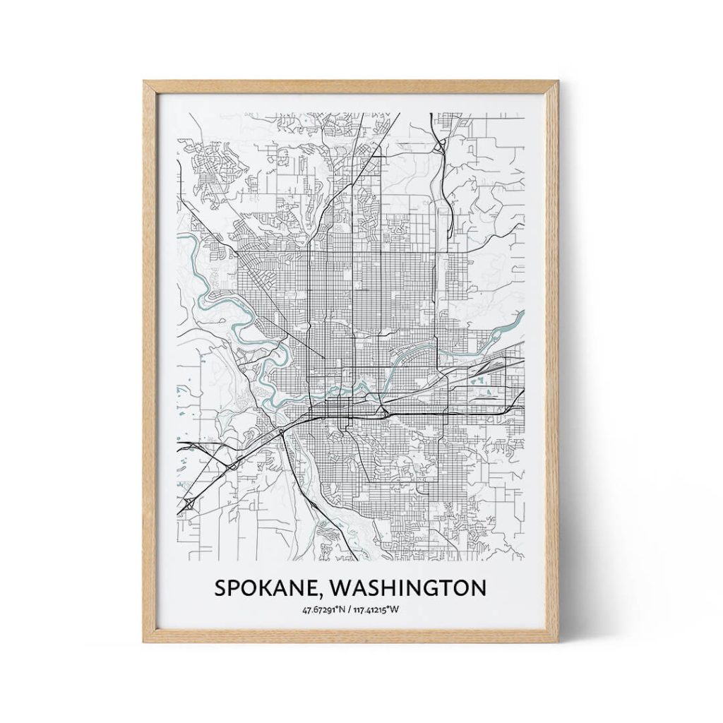 Spokane city map poster