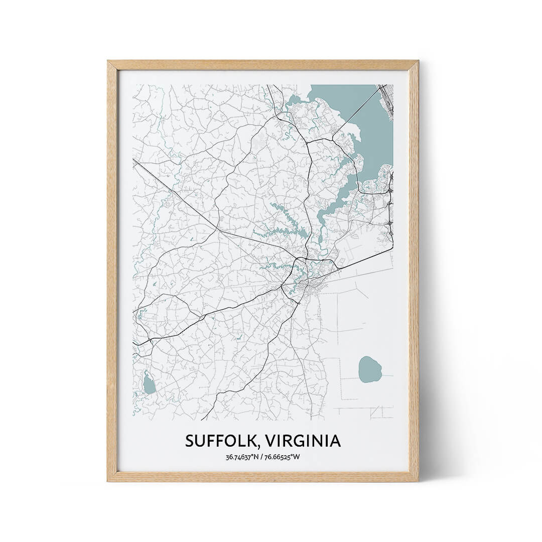 Suffolk city map poster