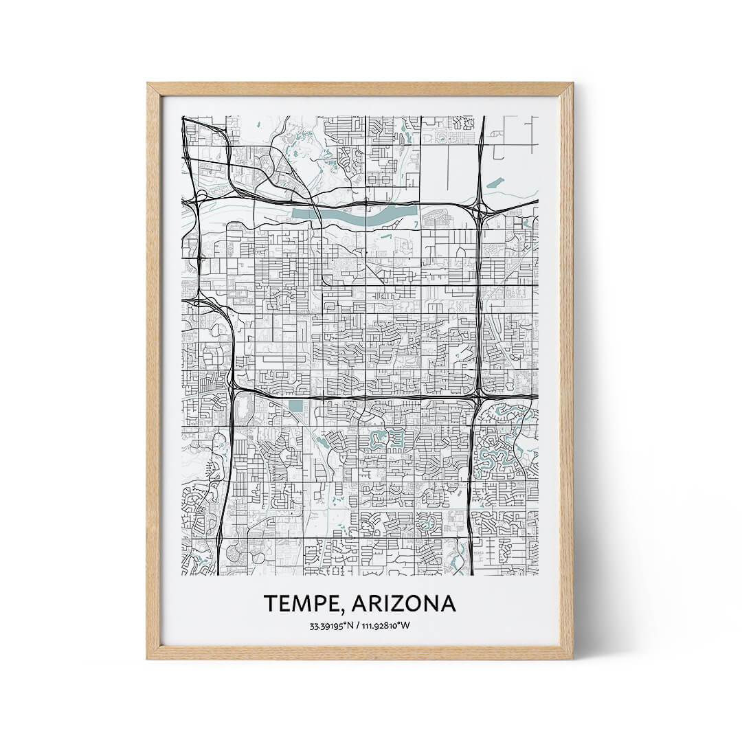 Tempe city map poster