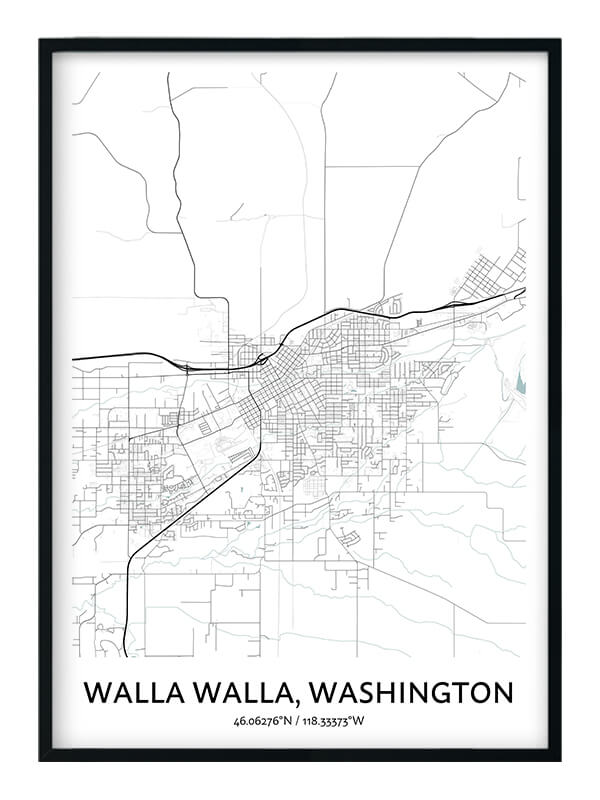 Walla Walla Map Poster Your City Map Art Positive Prints