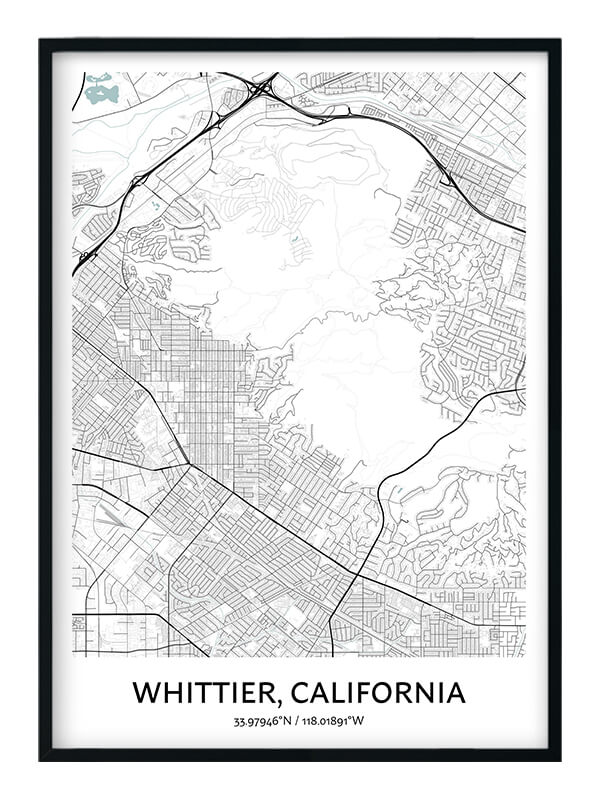 Whittier Map Poster - Your City Map Art - Positive Prints