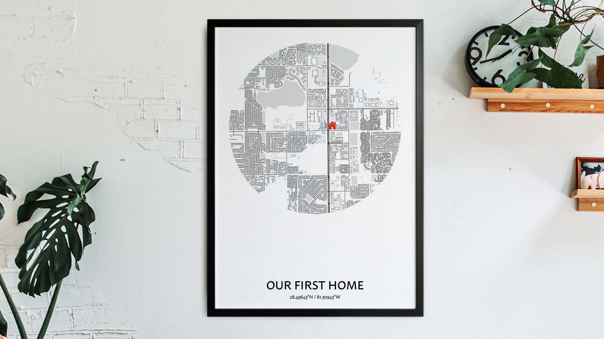 GREAT HOUSE WARMING GIFT PERSONALISED 'HOME IS WHERE THE HEART IS' MAP PRINT