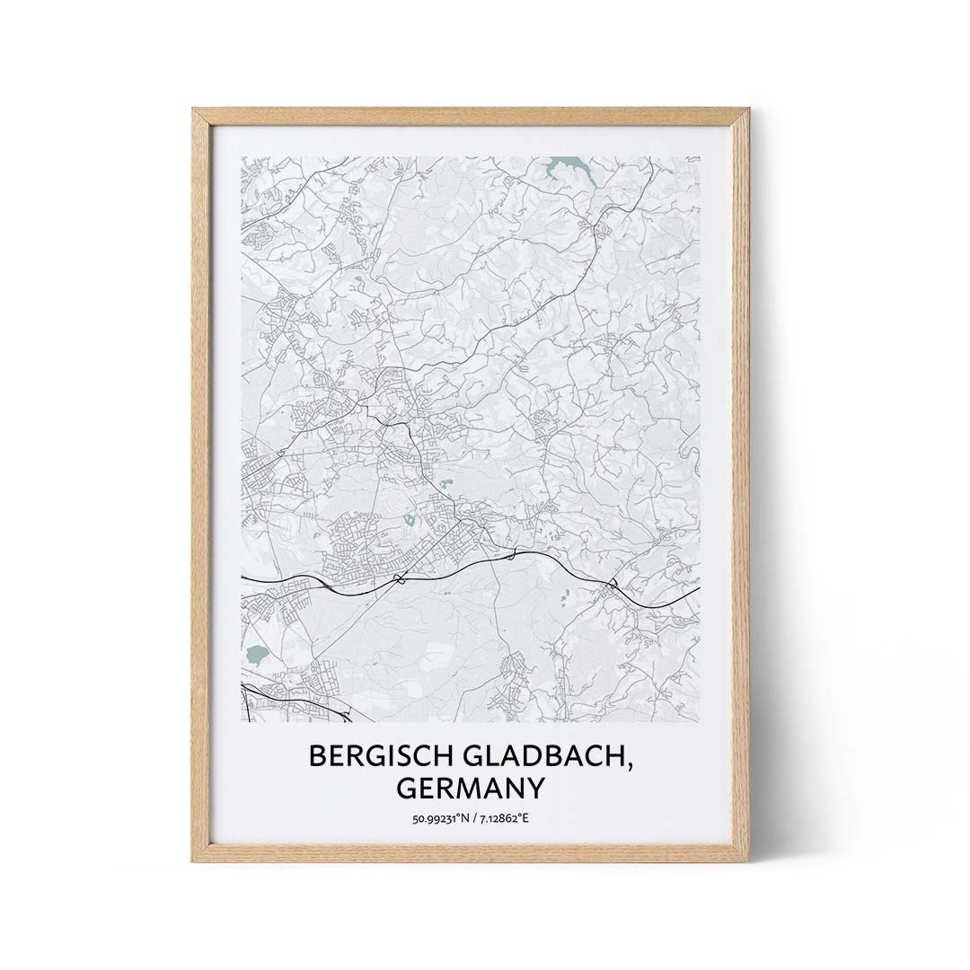 Affiche du plan de la ville de Bergisch Gladbach