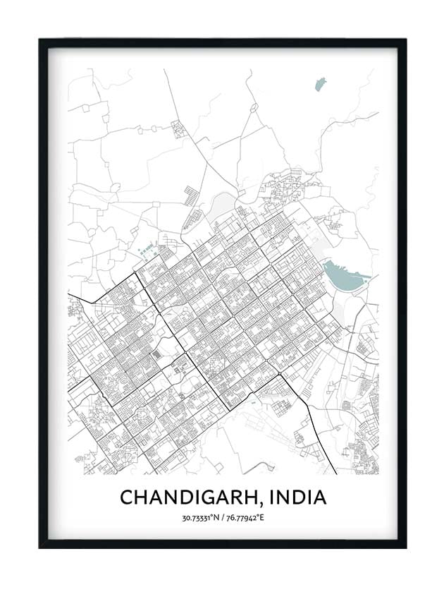 Chandigarh Map Poster - Your City Map Art - Positive Prints