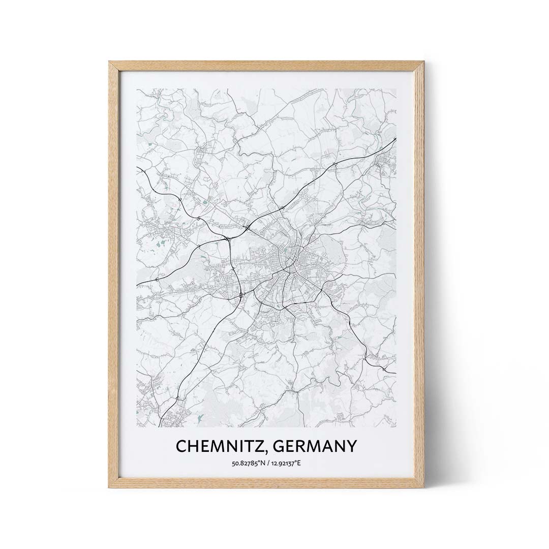 Affiche du plan de la ville de Chemnitz