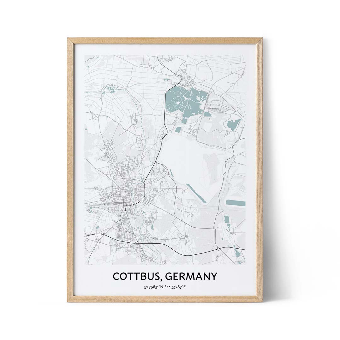 Cottbus city map poster