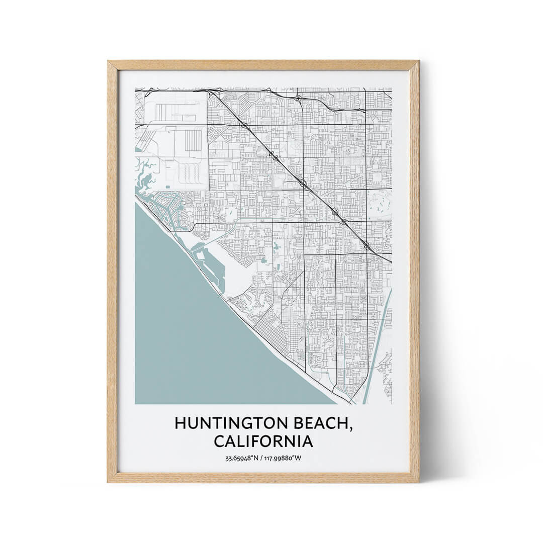 Huntington Beach city map poster