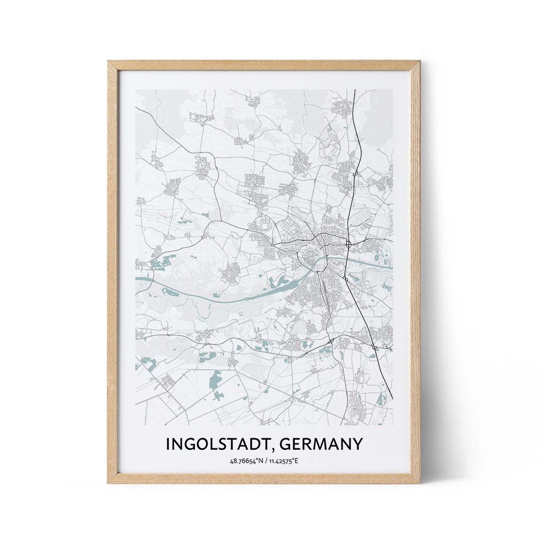 Affiche du plan de la ville d'Ingolstadt