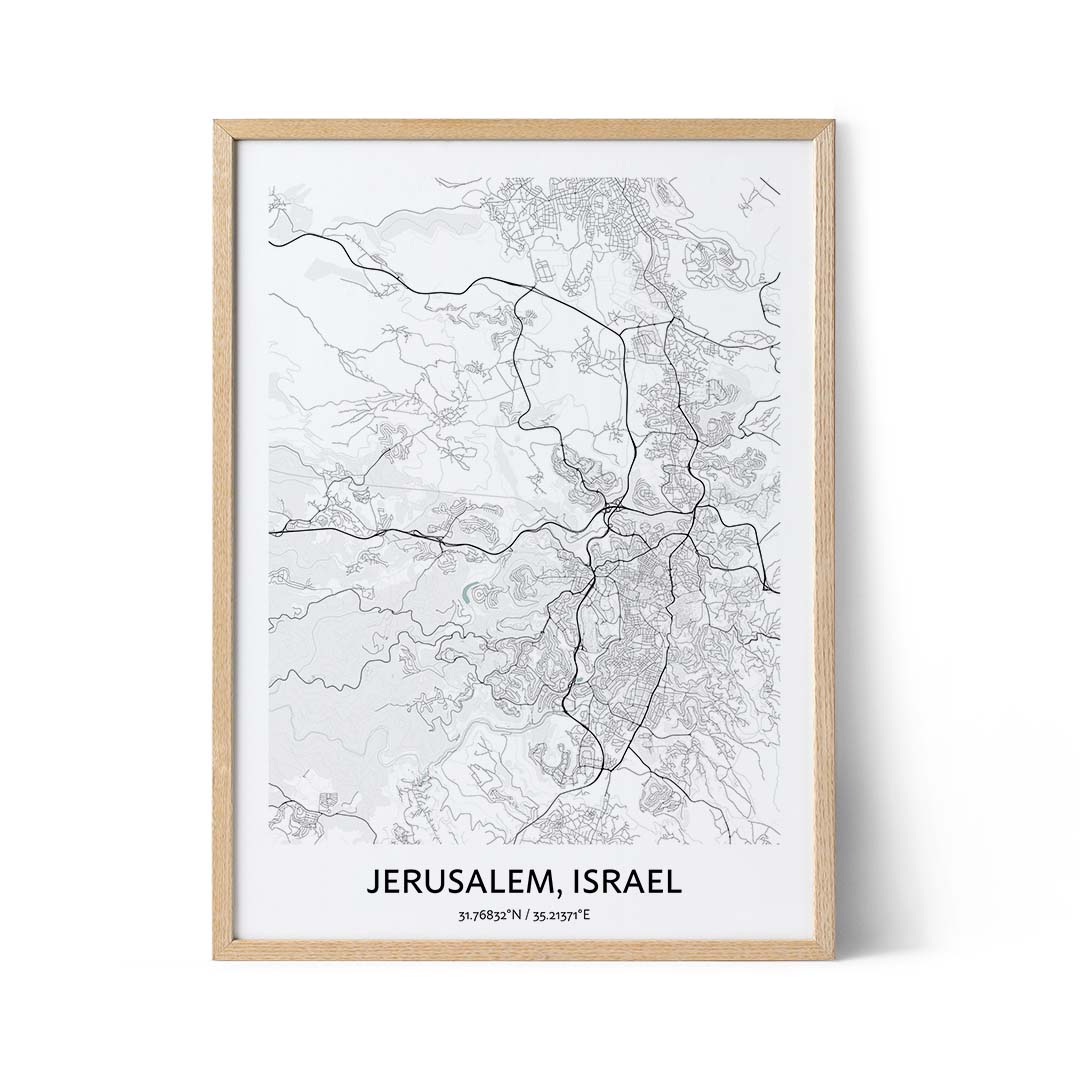 Affiche de la carte de la ville de Jérusalem