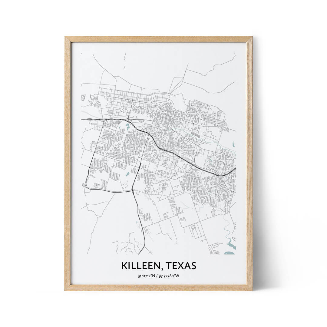 Killeen Map Poster Your City Map Art Positive Prints   Killeen City Map Poster 