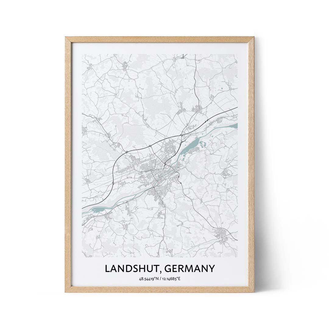 Poster con mappa della città di Landshut