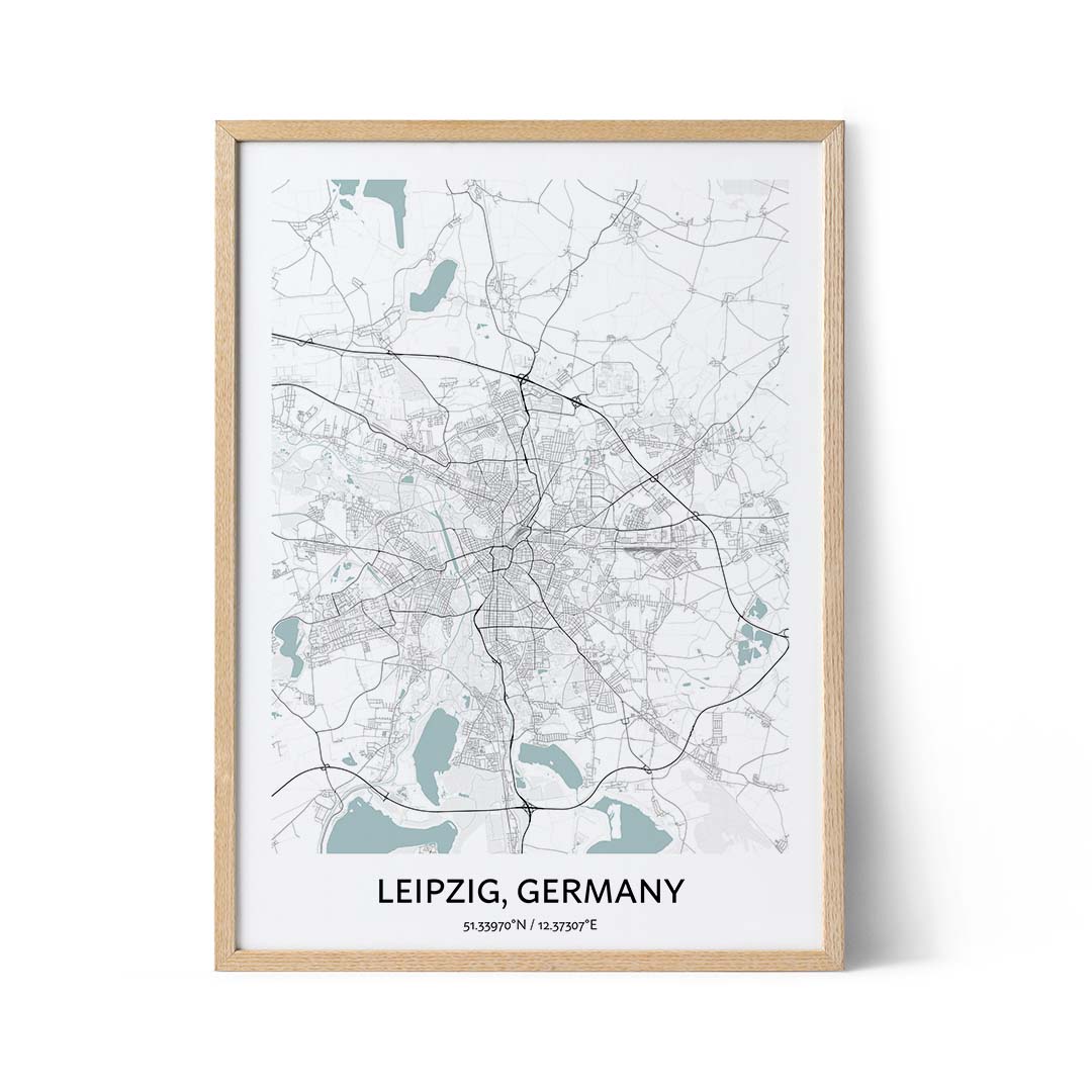 Poster della mappa di Lipsia