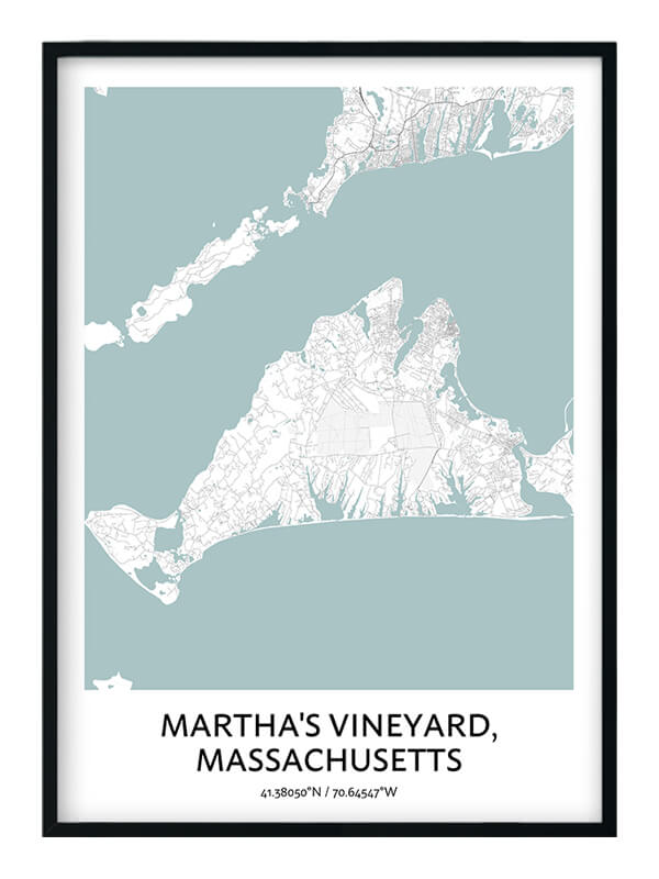 Martha S Vineyard Map Poster Your City Map Art Positive Prints   Marthas Vineyard Poster 