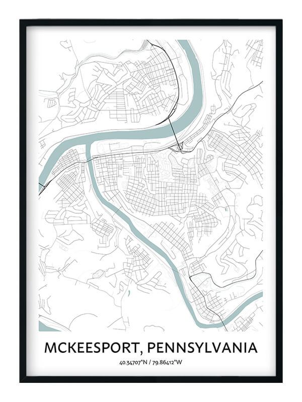 McKeesport Map Poster Your City Map Art Positive Prints