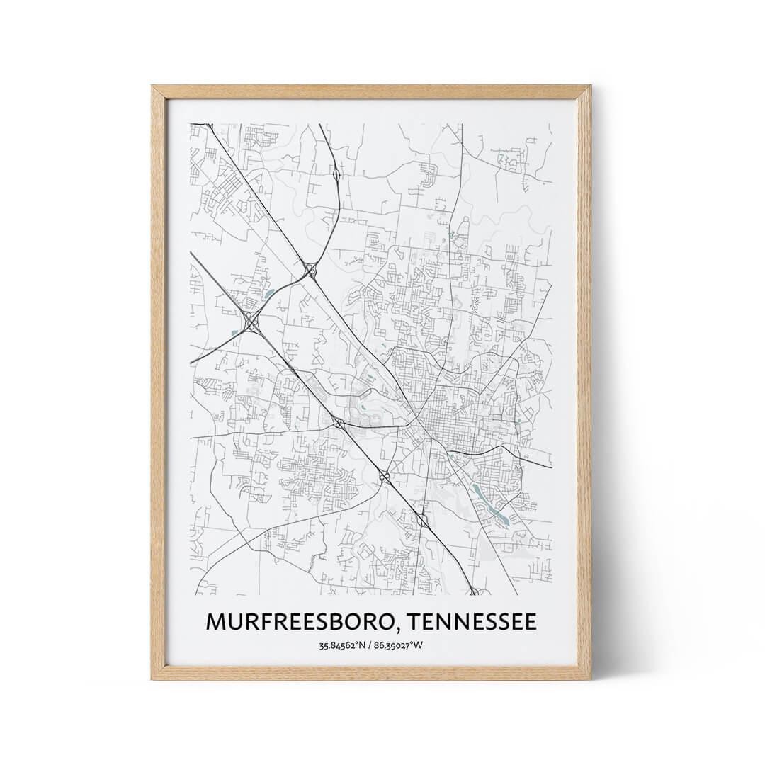 Murfreesboro city map poster