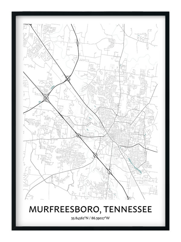 Murfreesboro Map Poster - Your City Map Art - Positive Prints