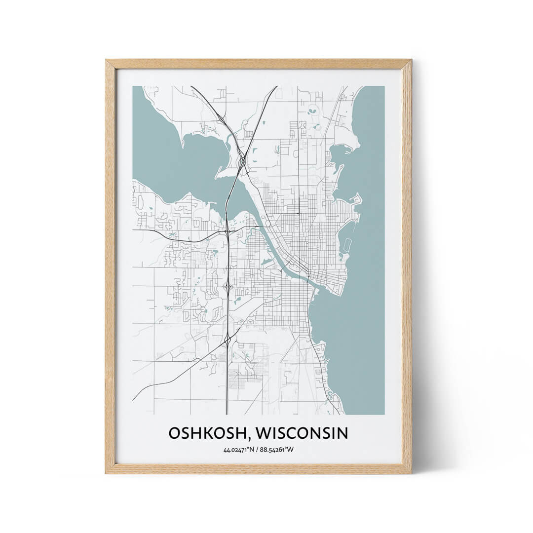 Oshkosh city map poster