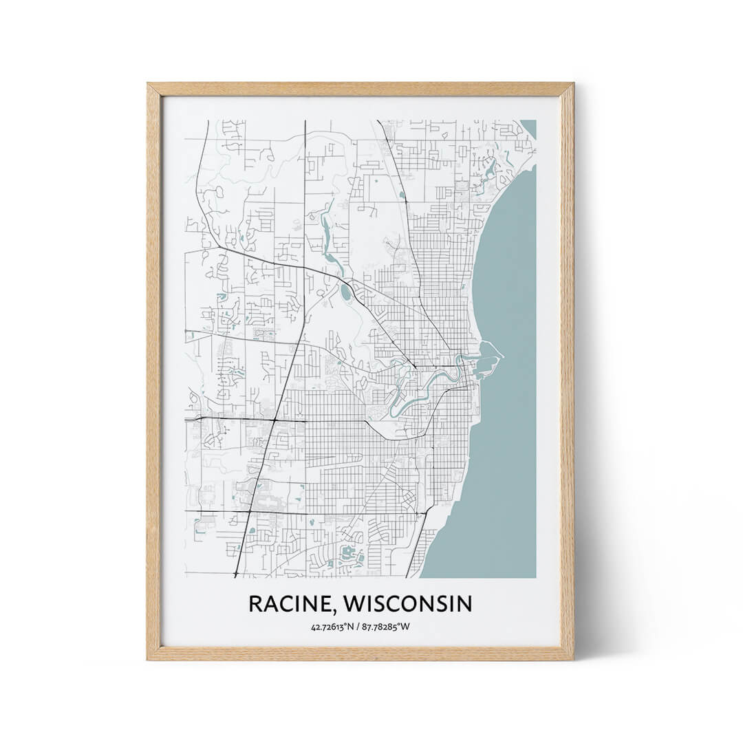 Racine city map poster