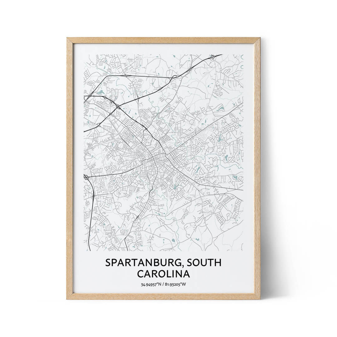 Spartanburg city map poster