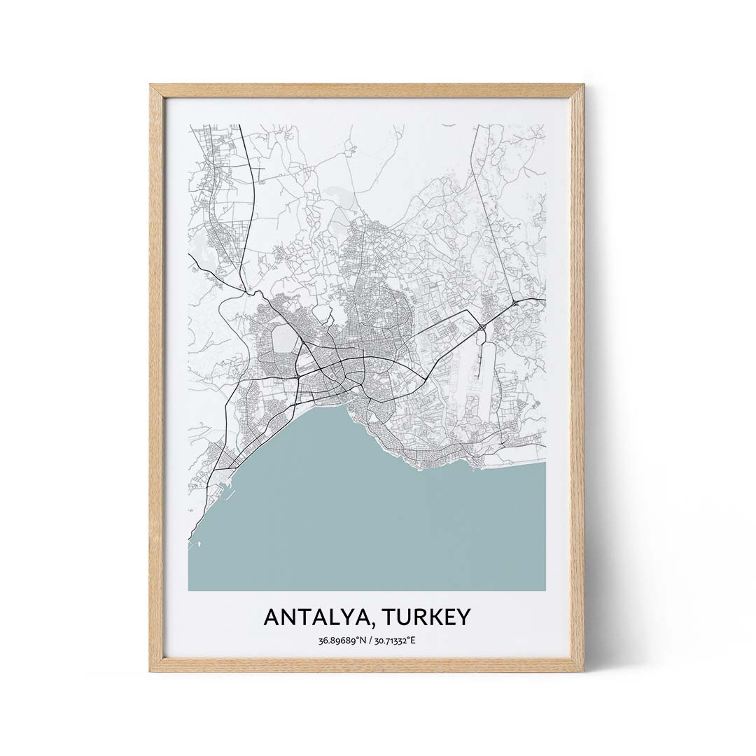 Antalya city map poster