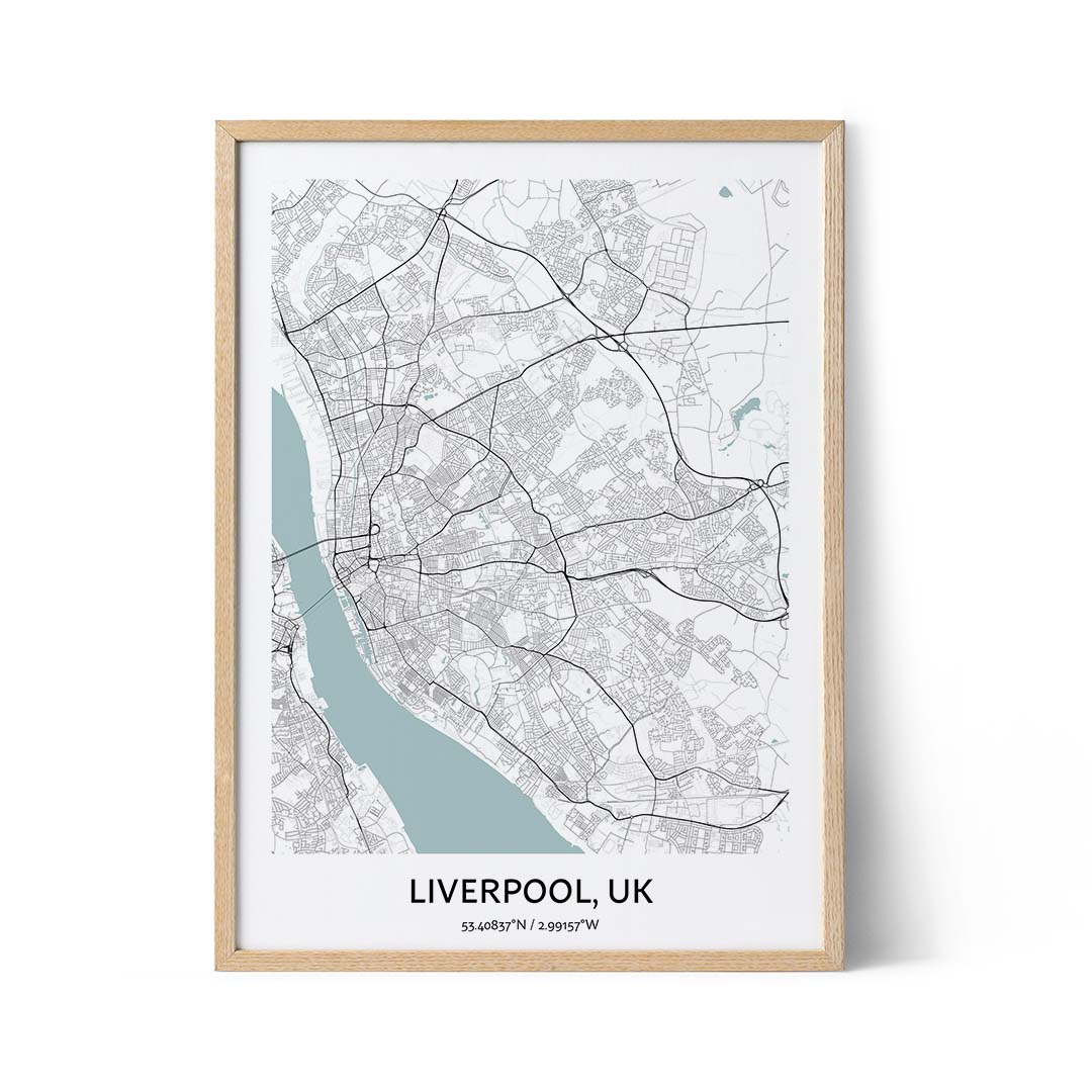 Poster con la mappa della città di Liverpool