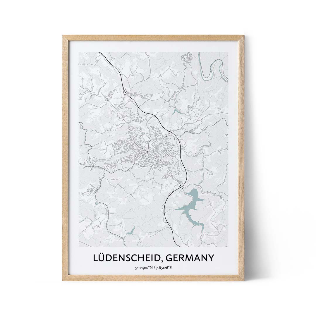 Poster della mappa della città di Ludenscheid