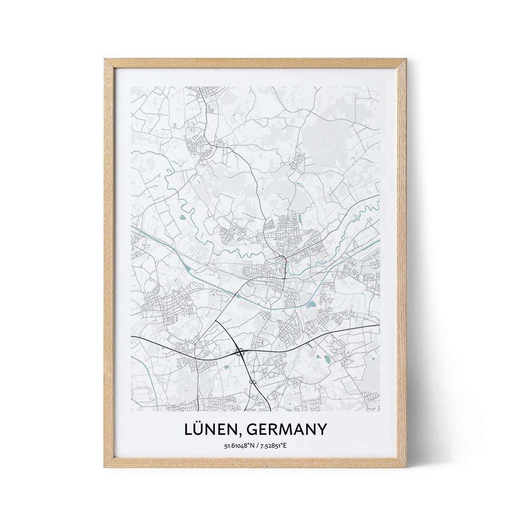 Poster con la mappa della città di Lunen