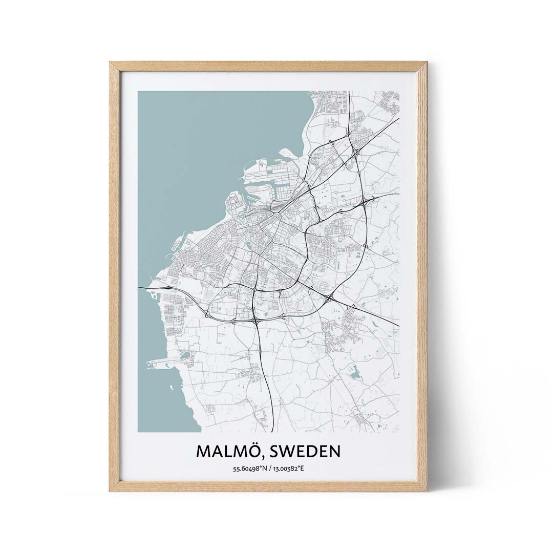 Poster con la mappa di Malmo