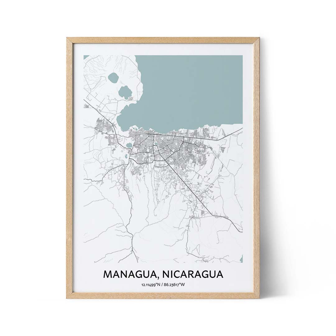 Managua city map poster