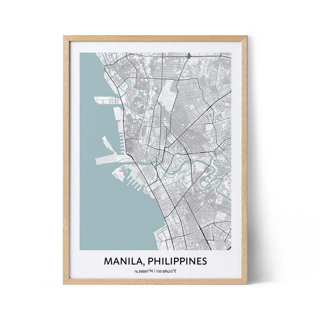 Poster con la mappa della città di Manila