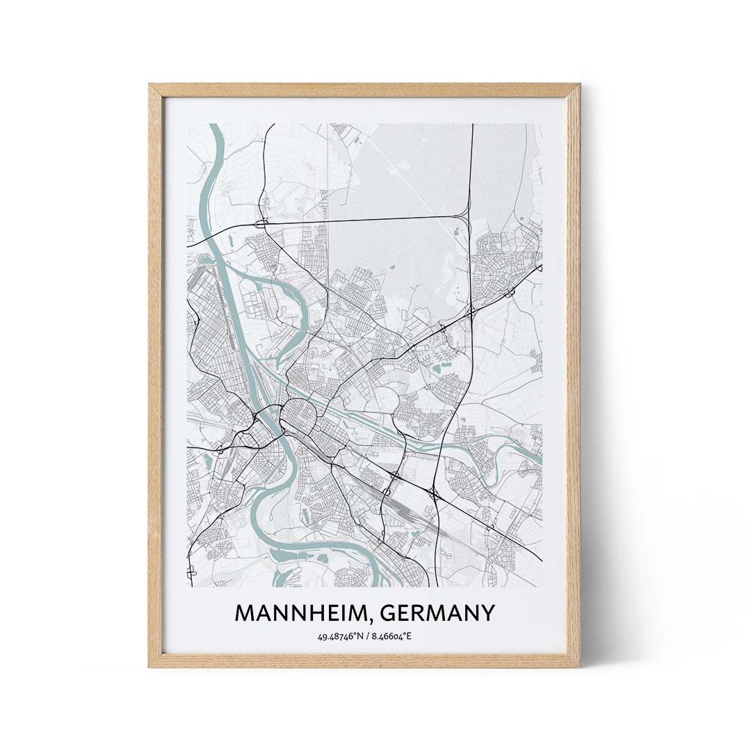 Poster con mappa della città di Mannheim