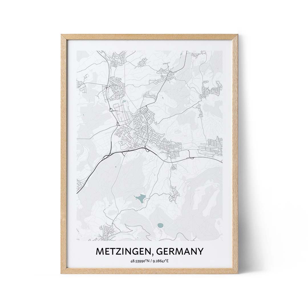 Poster con mappa della città di Metzingen